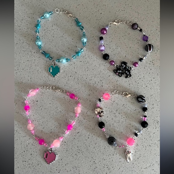 handmade Jewelry - handmade goth/lolita/coquette adjustable bracelets